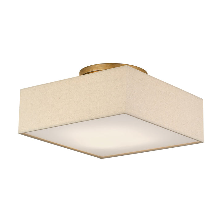 4 Light Antique Gold Leaf Semi-Flush