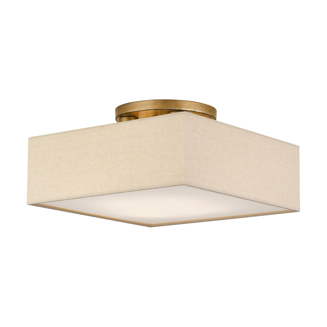4 Light Antique Gold Leaf Semi-Flush