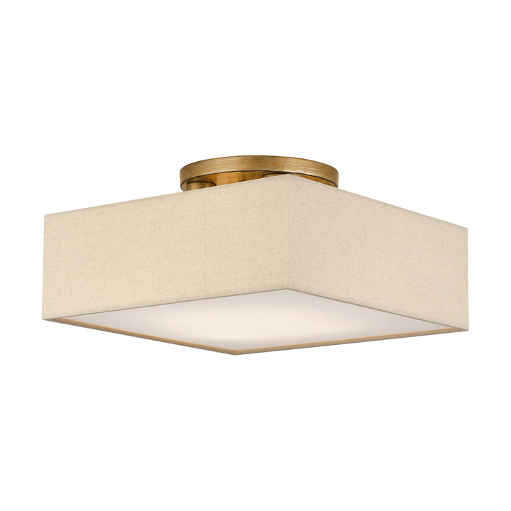 4 Light Antique Gold Leaf Semi-Flush