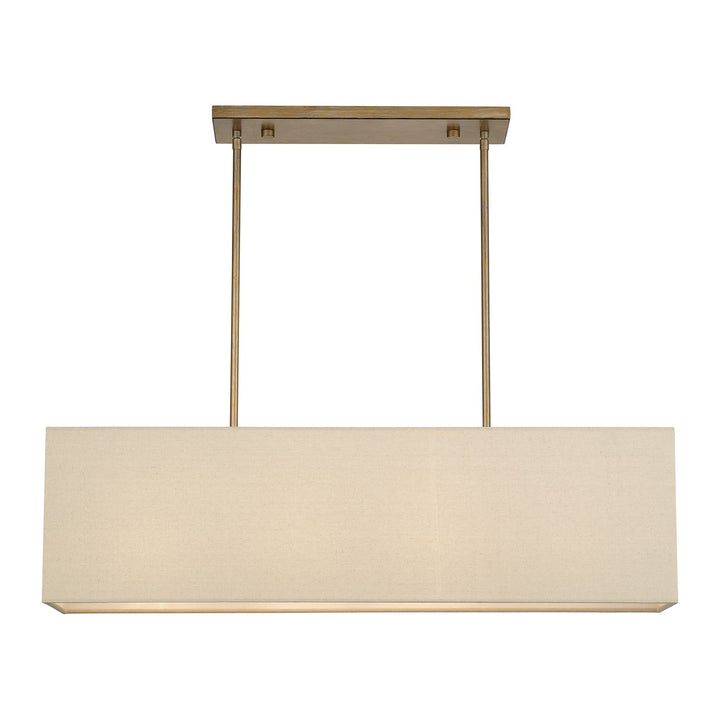4 Light Antique Gold Leaf Large Linear Chandelier by Livex Lighting