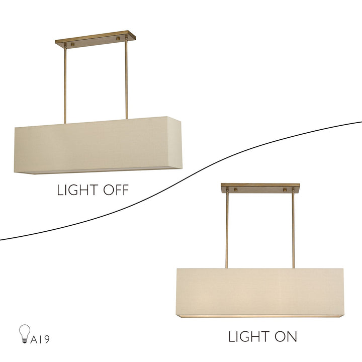 4 Light Antique Gold Leaf Large Linear Chandelier
