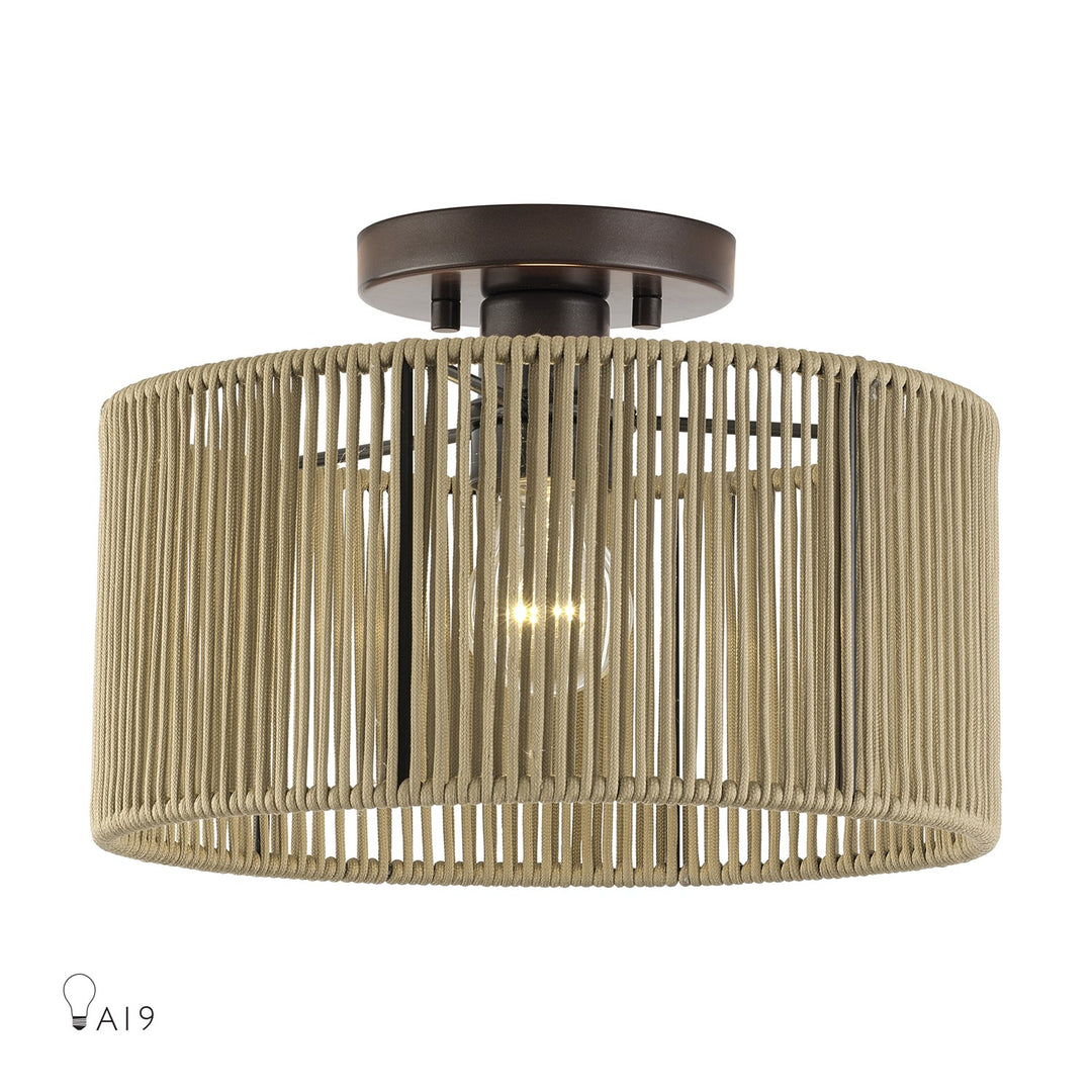 1 Light English Bronze Medium Semi-Flush by Livex Lighting