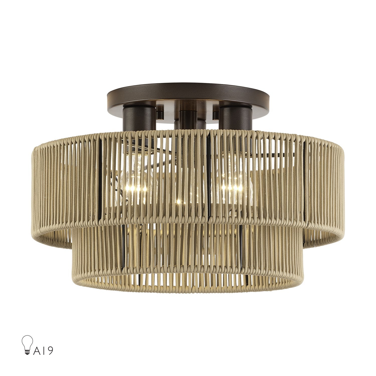 3 Light English Bronze Large Semi-Flush by Livex Lighting