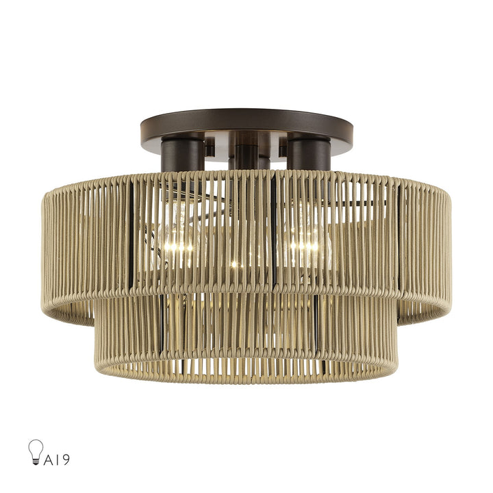 3 Light English Bronze Large Semi-Flush by Livex Lighting