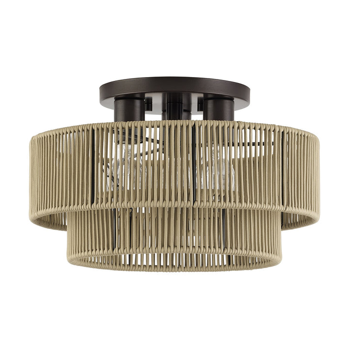 3 Light English Bronze Large Semi-Flush
