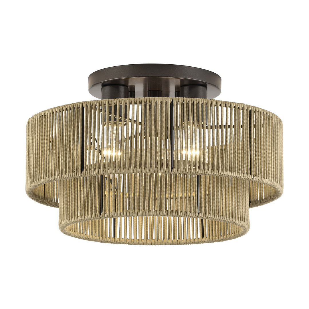 3 Light English Bronze Large Semi-Flush