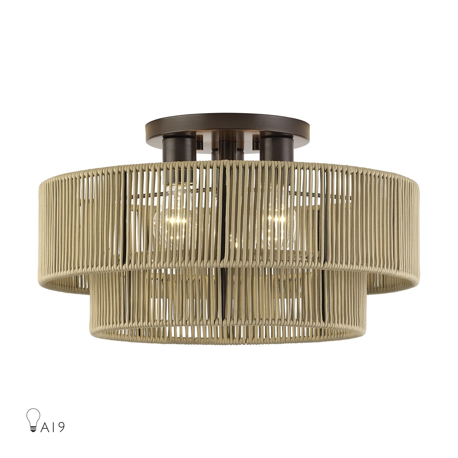 3 Light English Bronze Large Semi-Flush by Livex Lighting