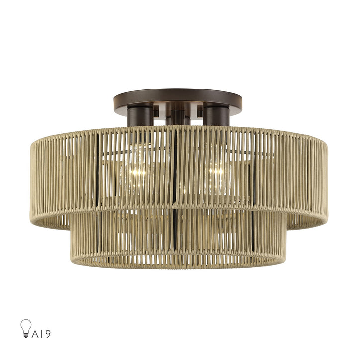 3 Light English Bronze Large Semi-Flush by Livex Lighting