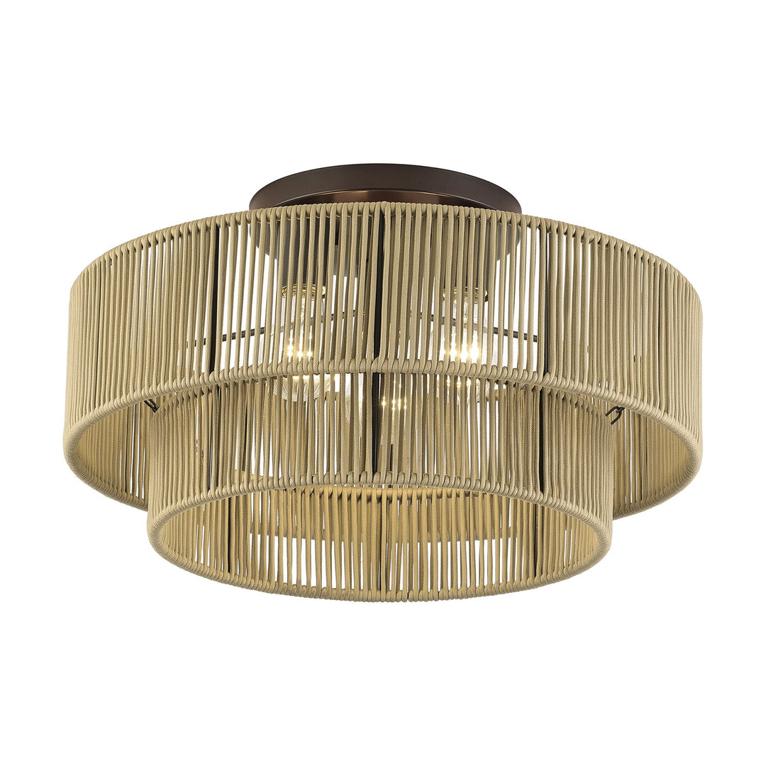 3 Light English Bronze Large Semi-Flush