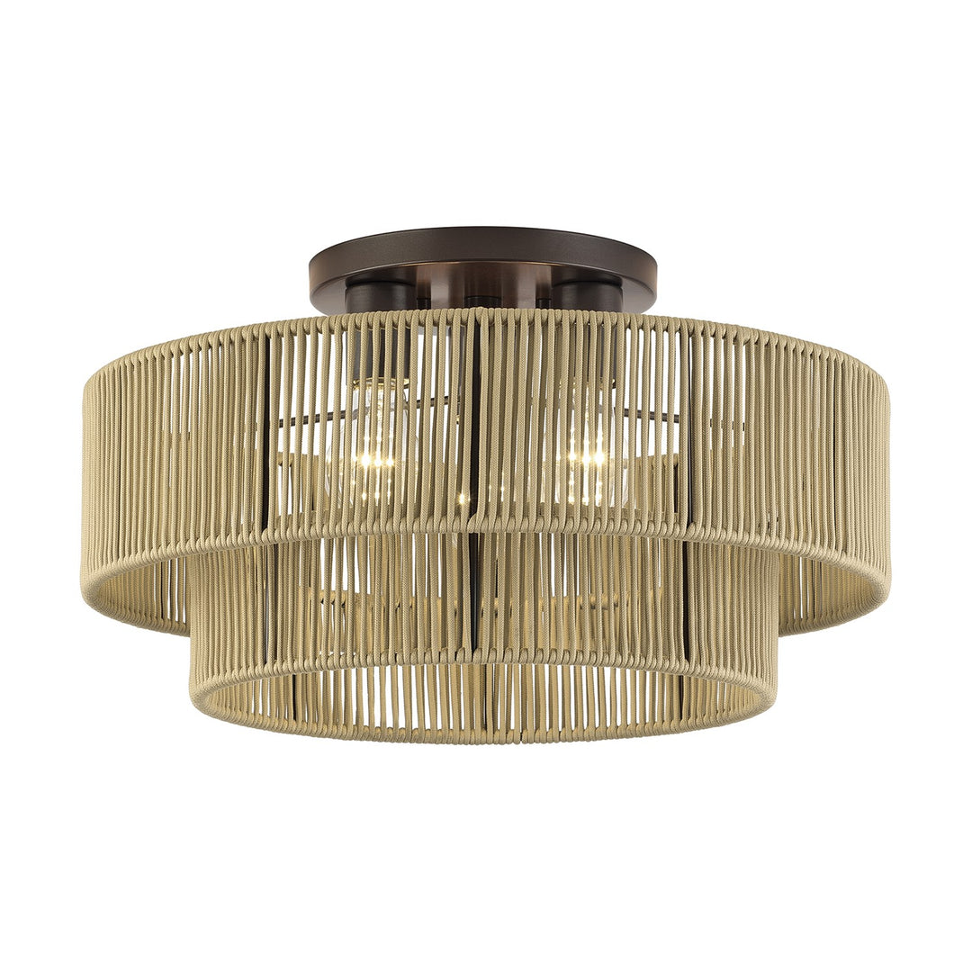 3 Light English Bronze Large Semi-Flush