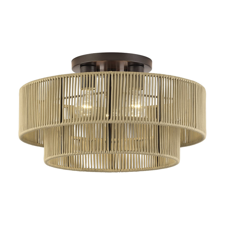 3 Light English Bronze Large Semi-Flush