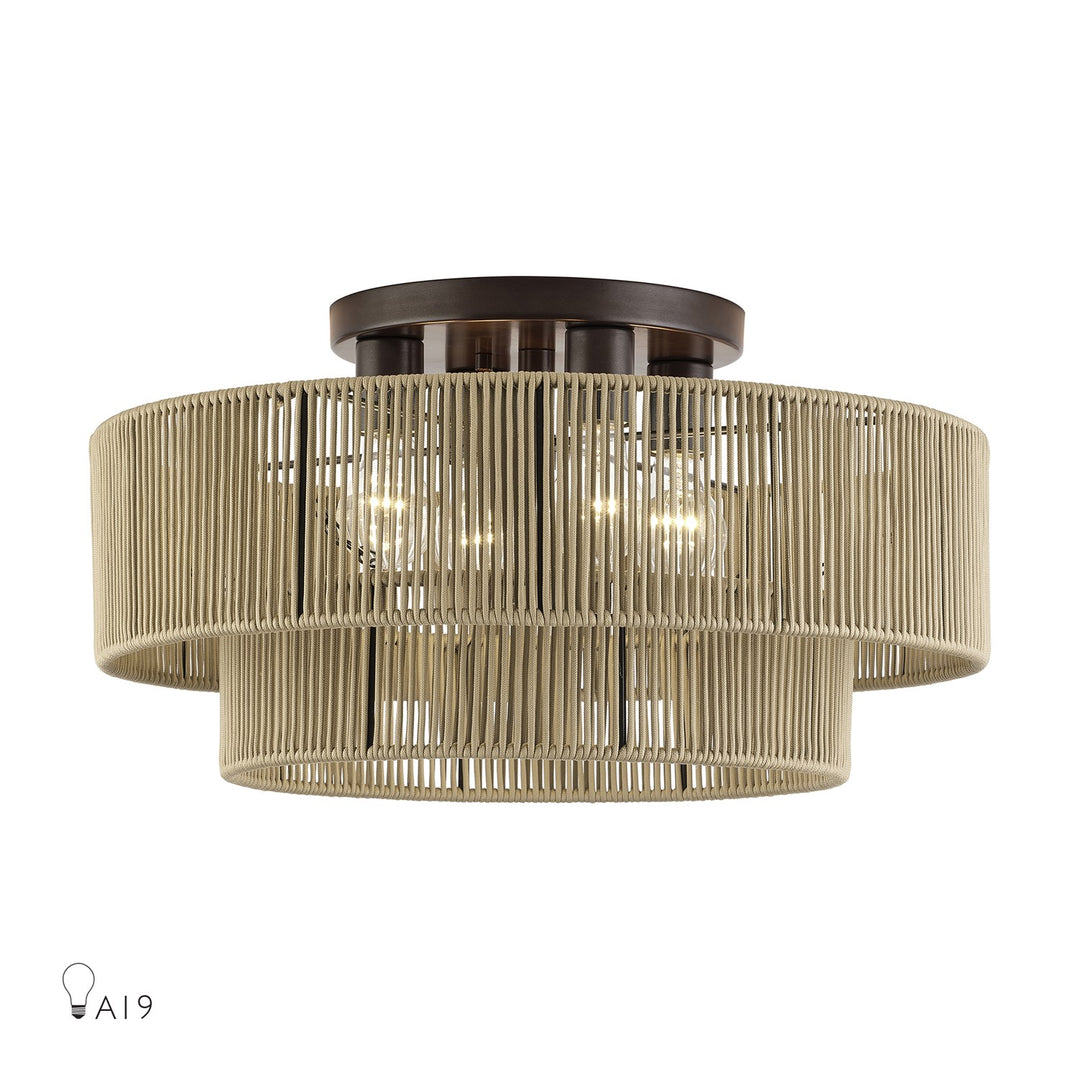 4 Light English Bronze Extra Large Semi-Flush by Livex Lighting
