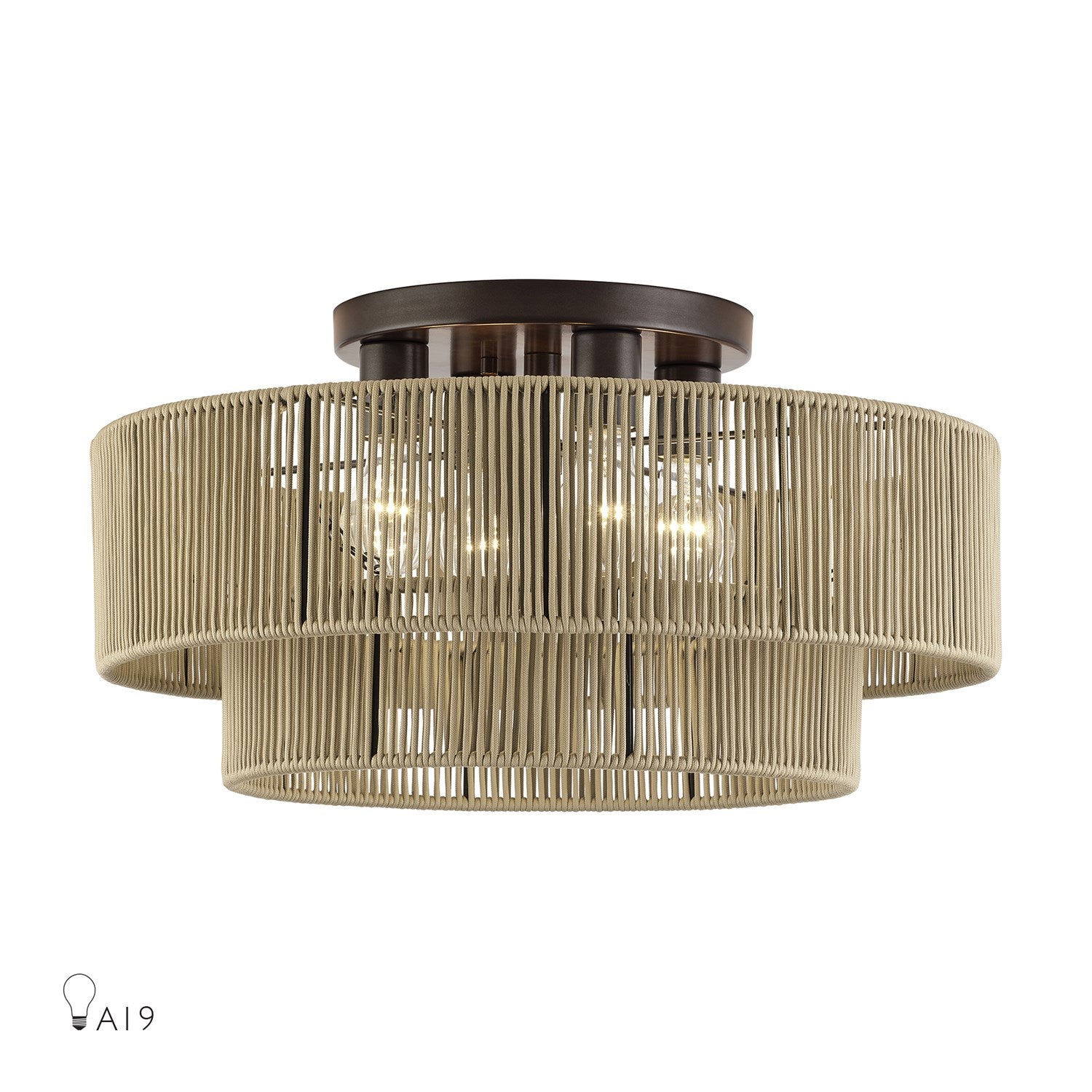 4 Light English Bronze Extra Large Semi-Flush by Livex Lighting