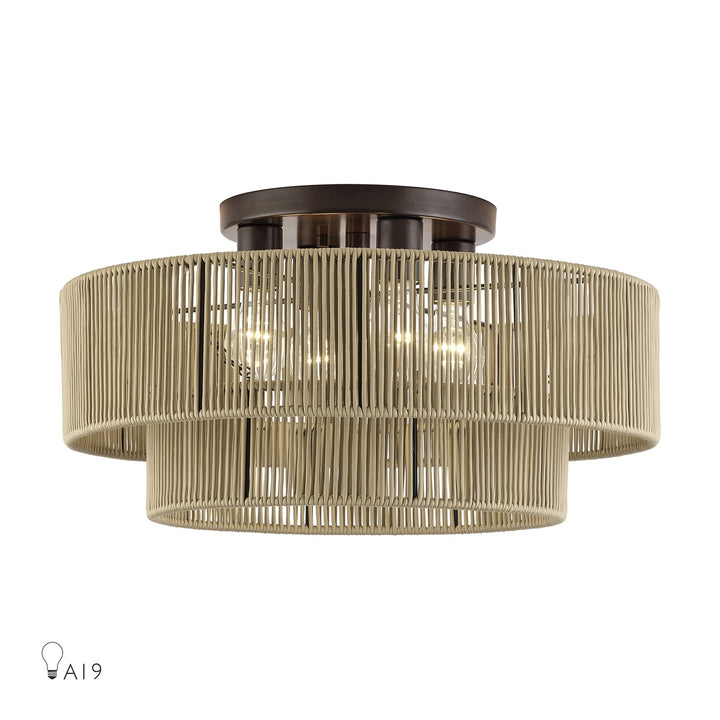 4 Light English Bronze Extra Large Semi-Flush by Livex Lighting