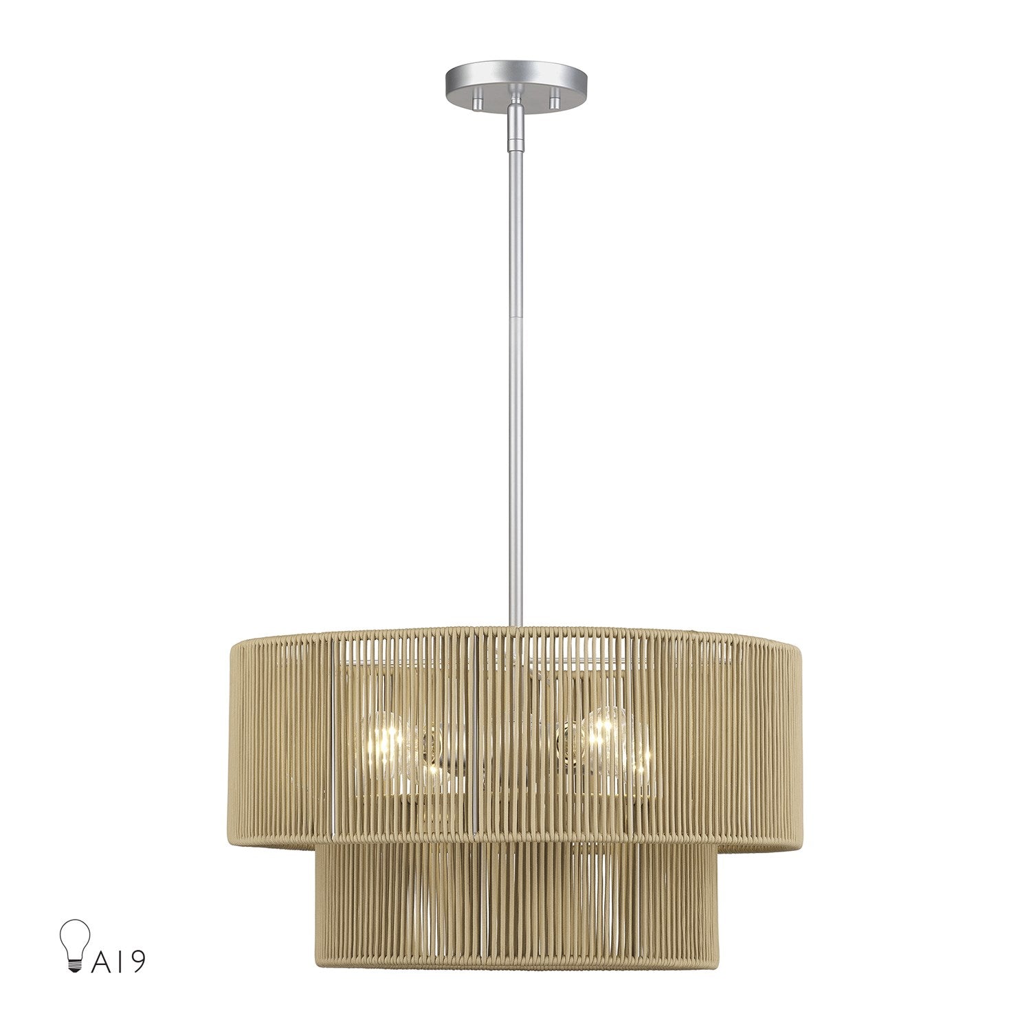 4 Light Painted Nickel Pendant Chandelier by Livex Lighting