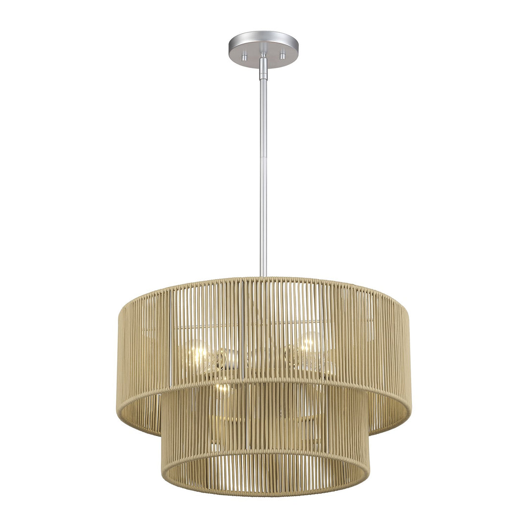 4 Light Painted Nickel Pendant Chandelier