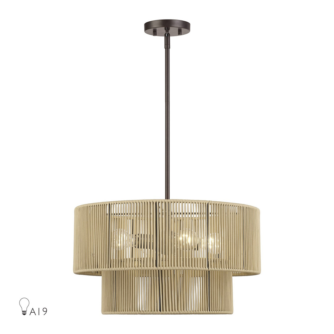 4 Light English Bronze Pendant Chandelier by Livex Lighting