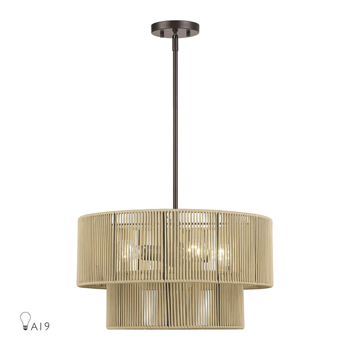 4 Light English Bronze Pendant Chandelier by Livex Lighting