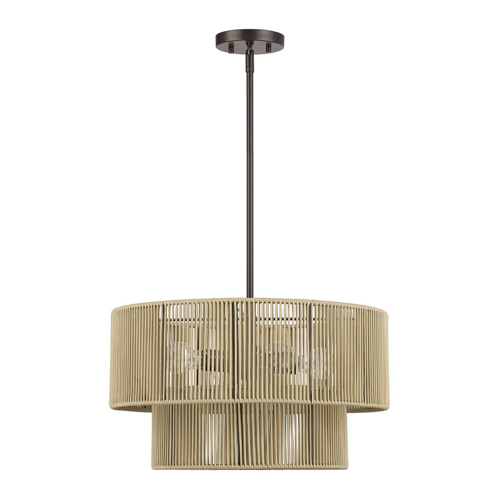 4 Light English Bronze Pendant Chandelier
