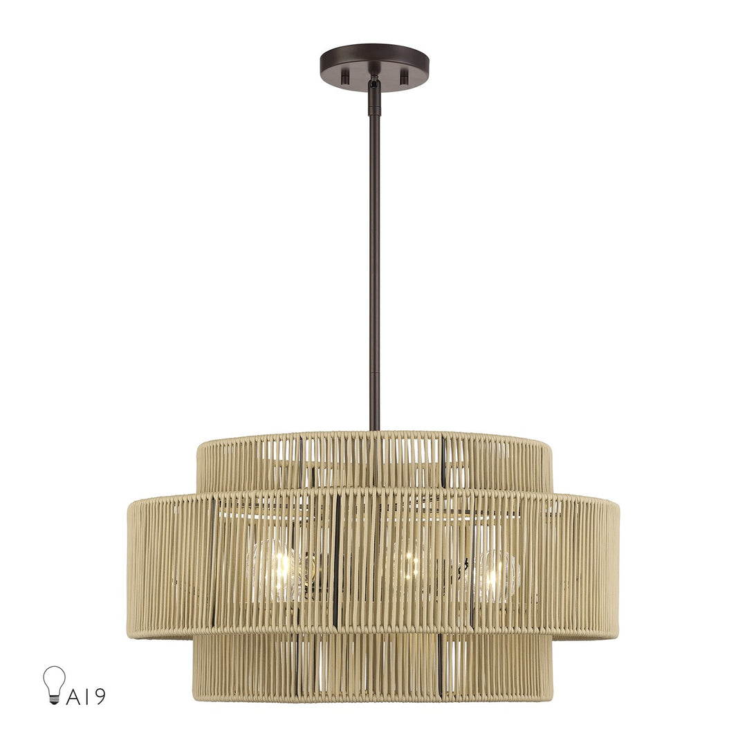 5 Light English Bronze Pendant Chandelier by Livex Lighting