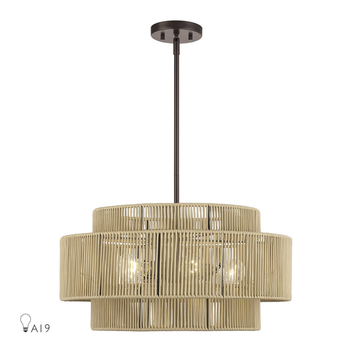 5 Light English Bronze Pendant Chandelier by Livex Lighting