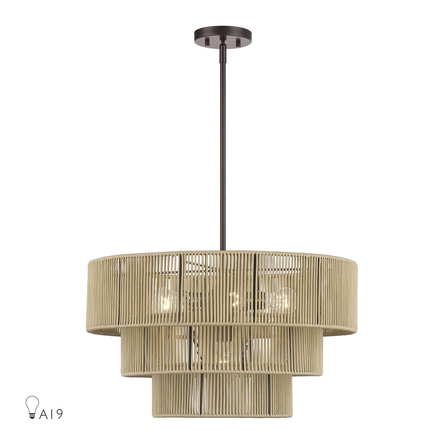 6 Light English Bronze Pendant Chandelier by Livex Lighting
