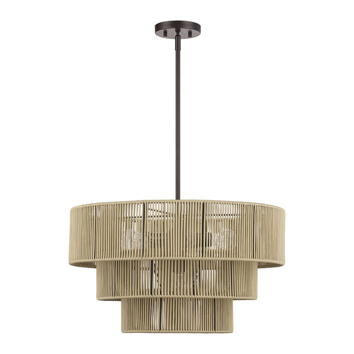 6 Light English Bronze Pendant Chandelier