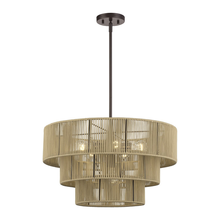 6 Light English Bronze Pendant Chandelier