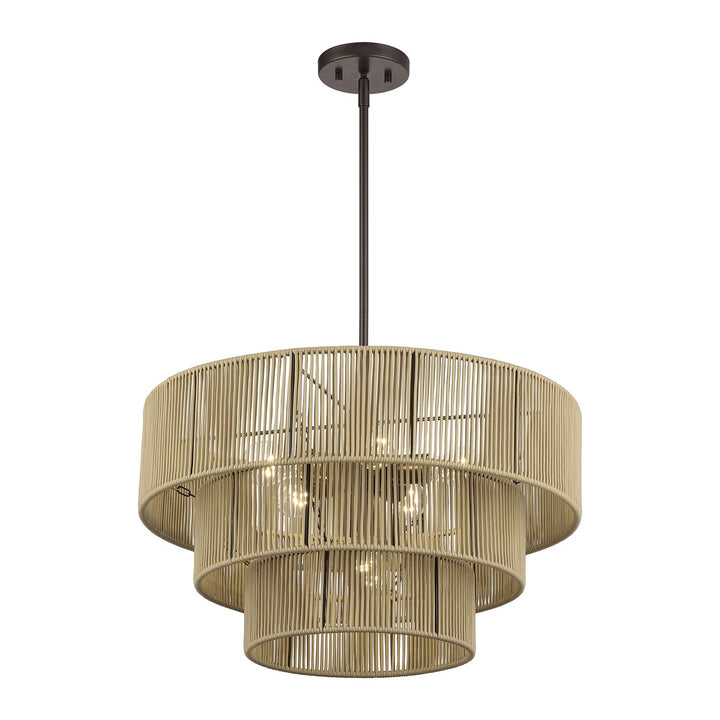 6 Light English Bronze Pendant Chandelier