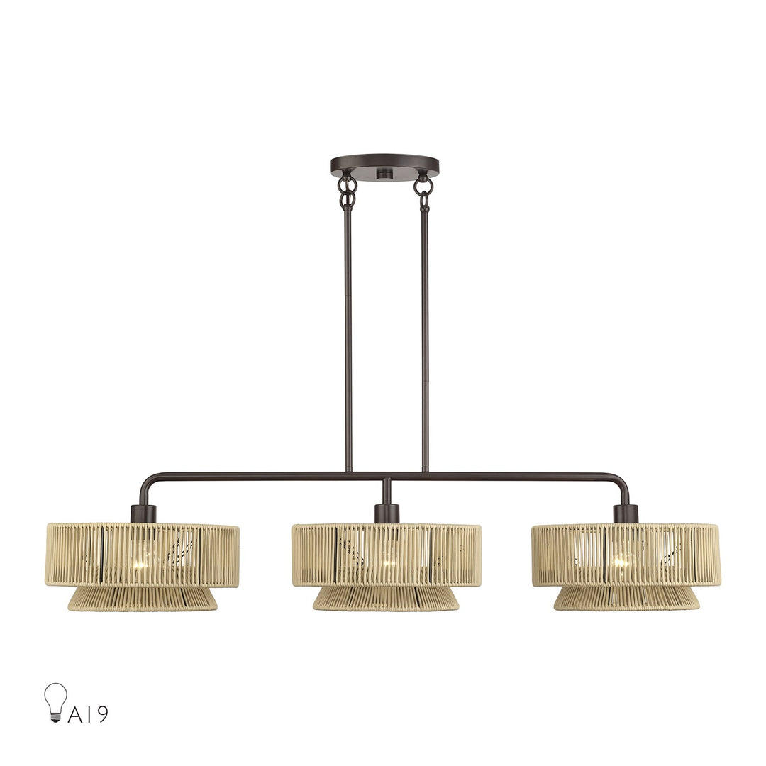 3 Light English Bronze Extra Large Linear Chandelier by Livex Lighting