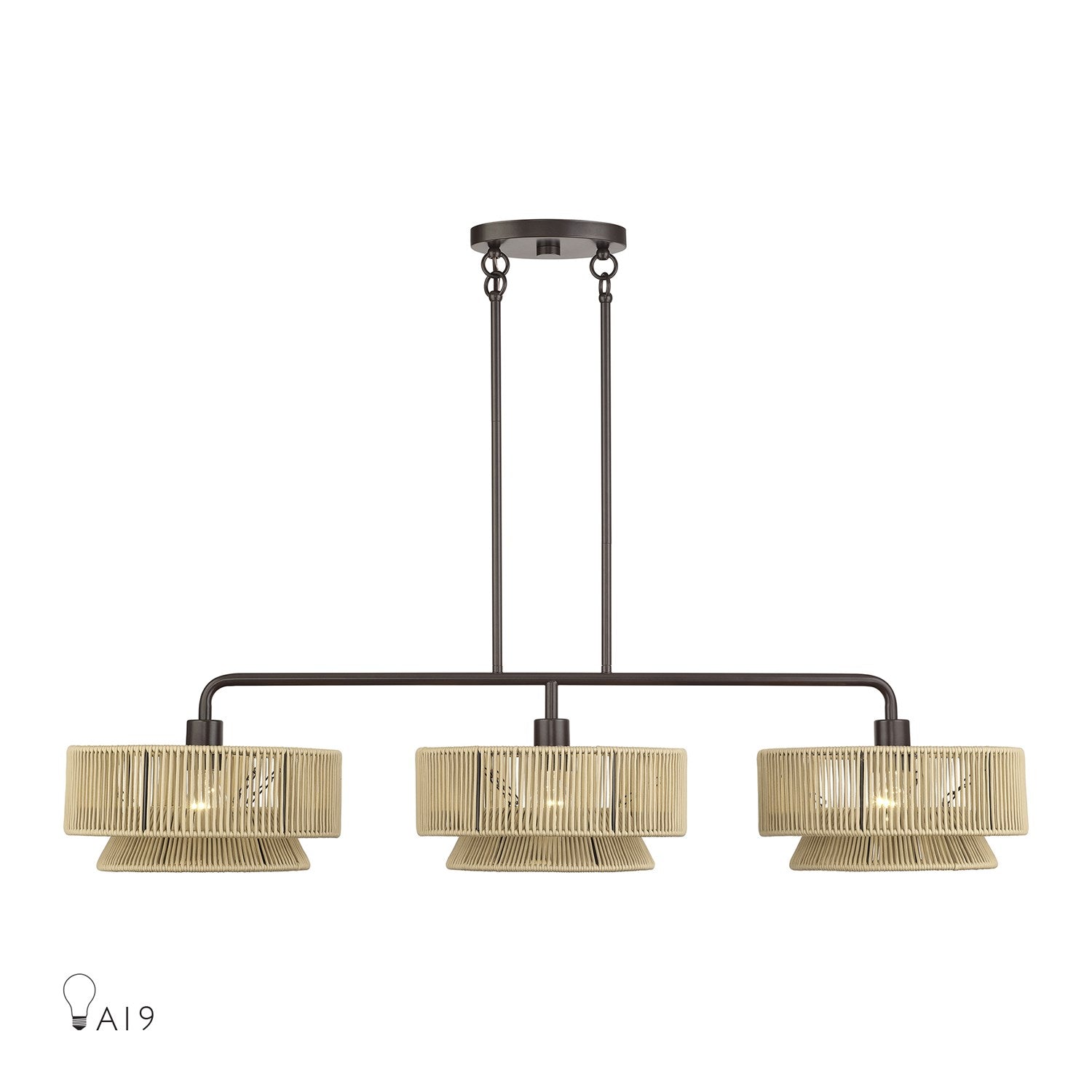 3 Light English Bronze Extra Large Linear Chandelier by Livex Lighting