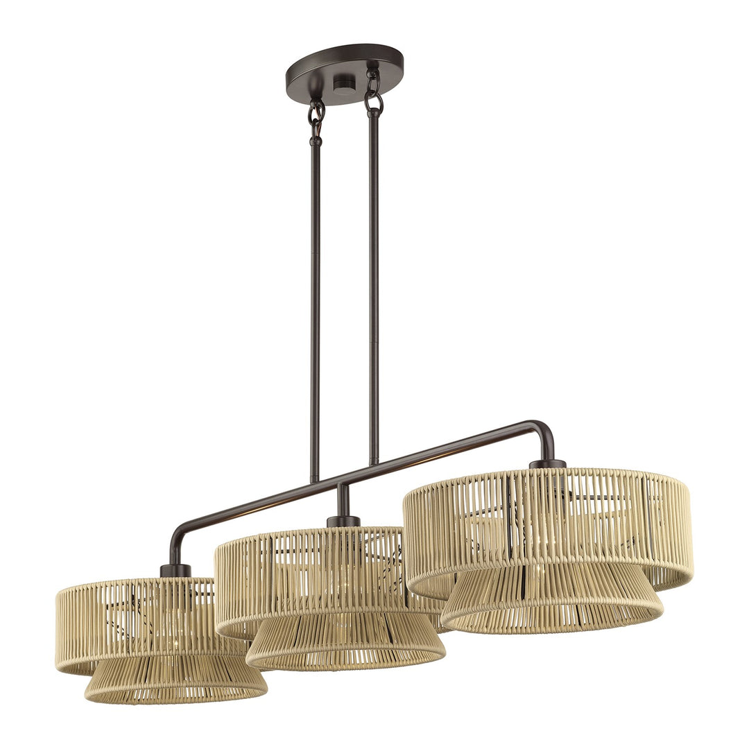 3 Light English Bronze Extra Large Linear Chandelier