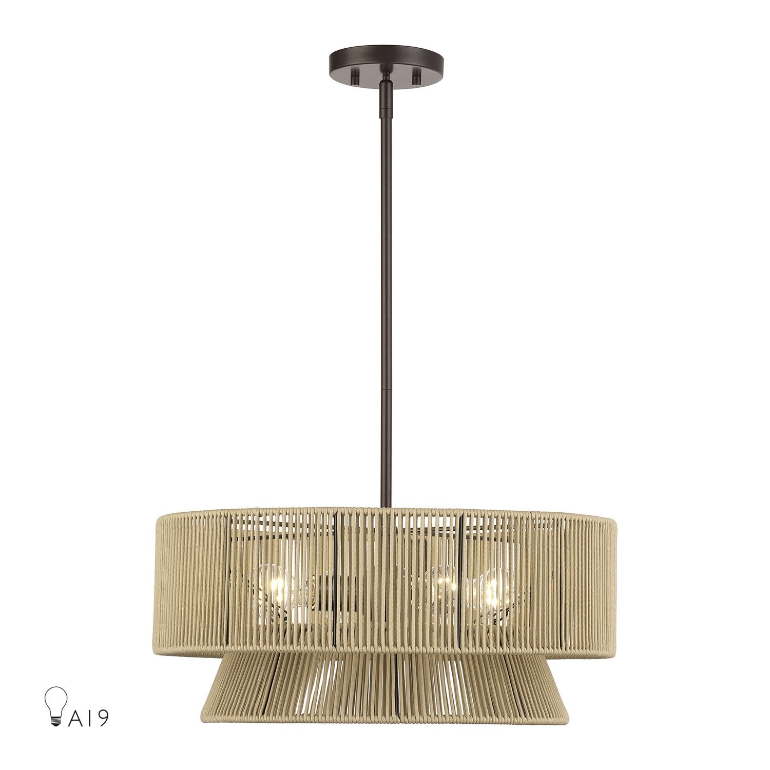 4 Light English Bronze Pendant Chandelier by Livex Lighting