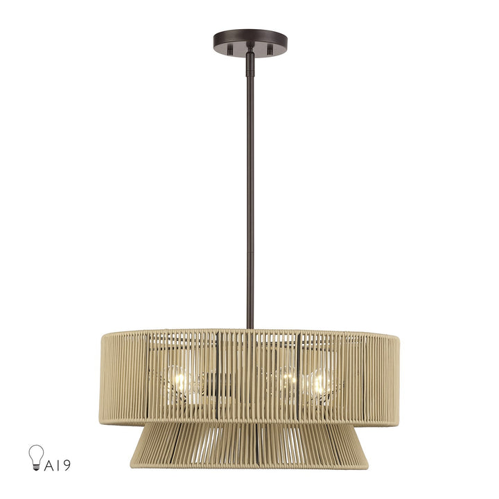 4 Light English Bronze Pendant Chandelier by Livex Lighting