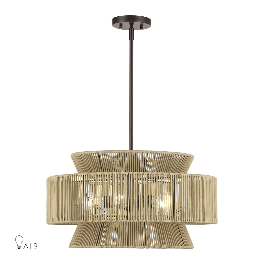 5 Light English Bronze Pendant Chandelier by Livex Lighting