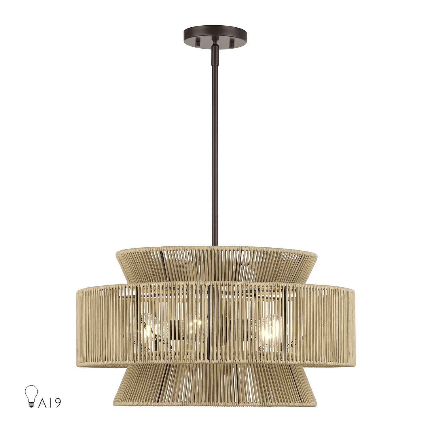 5 Light English Bronze Pendant Chandelier by Livex Lighting