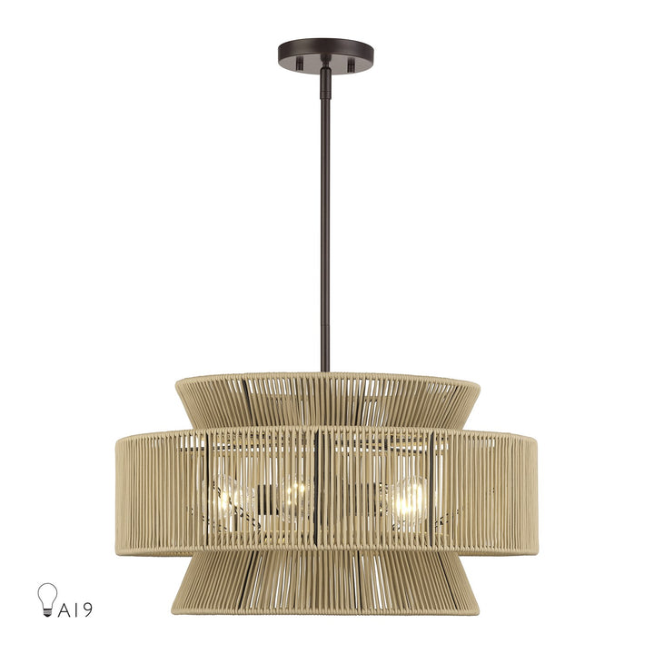 5 Light English Bronze Pendant Chandelier by Livex Lighting