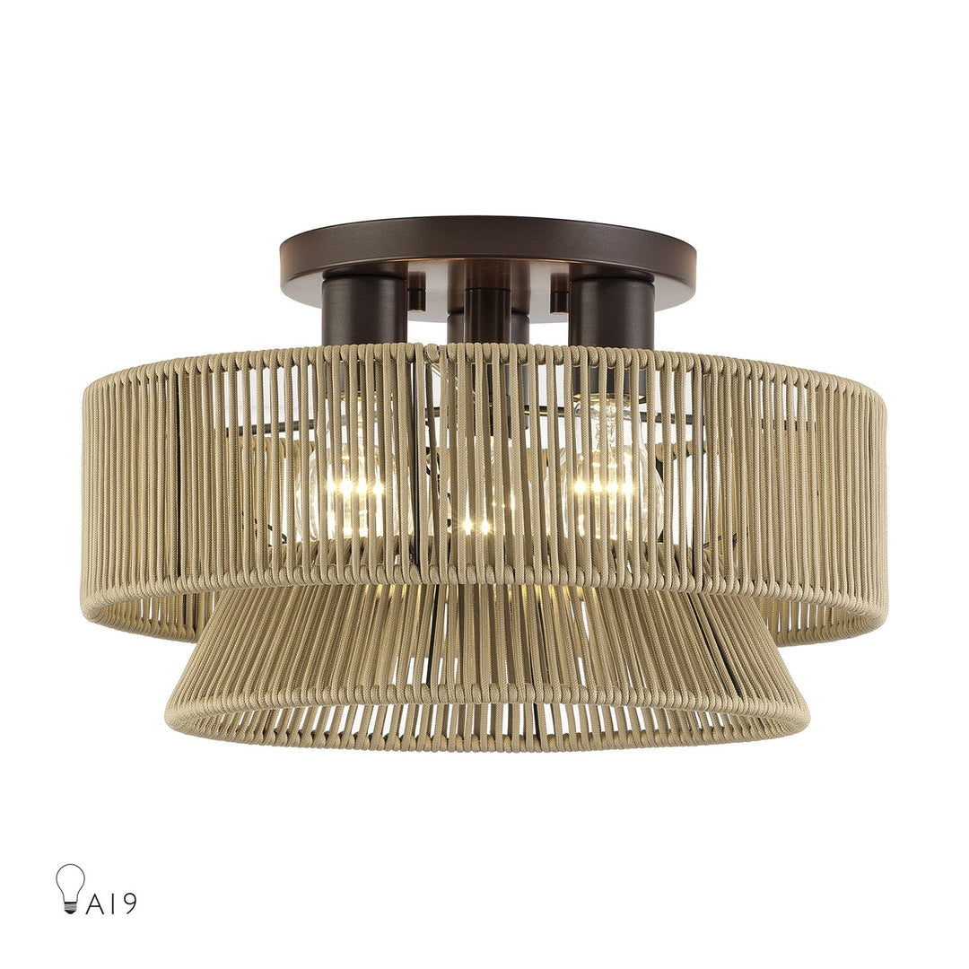 3 Light English Bronze Large Semi-Flush by Livex Lighting
