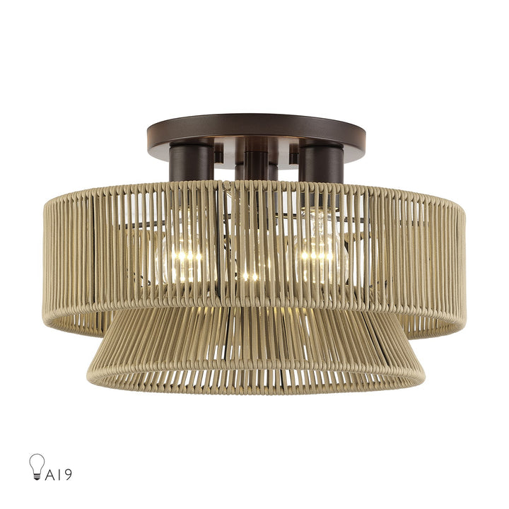 3 Light English Bronze Large Semi-Flush by Livex Lighting