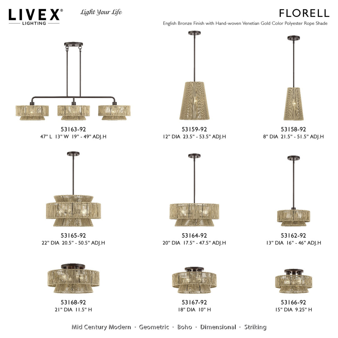 3 Light English Bronze Large Semi-Flush