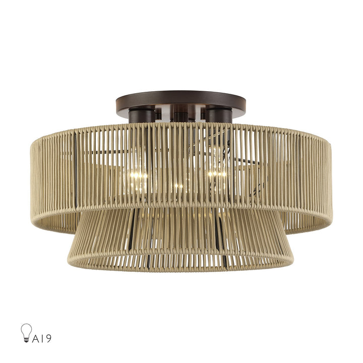 3 Light English Bronze Large Semi-Flush by Livex Lighting