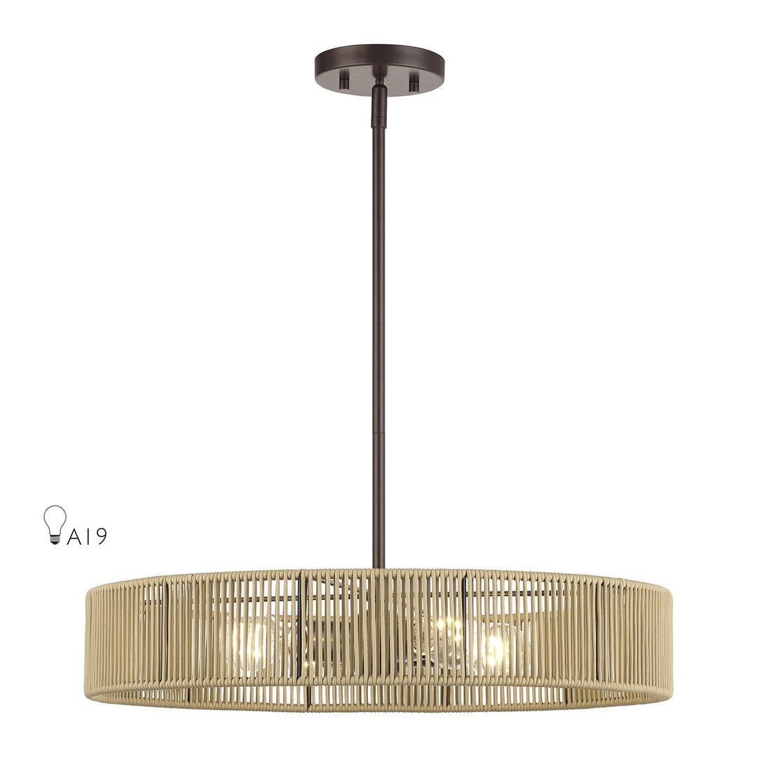 4 Light English Bronze Pendant by Livex Lighting