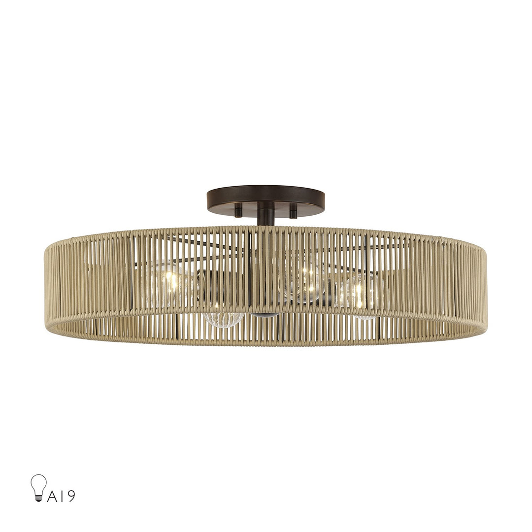 4 Light English Bronze Extra Large Semi-Flush by Livex Lighting