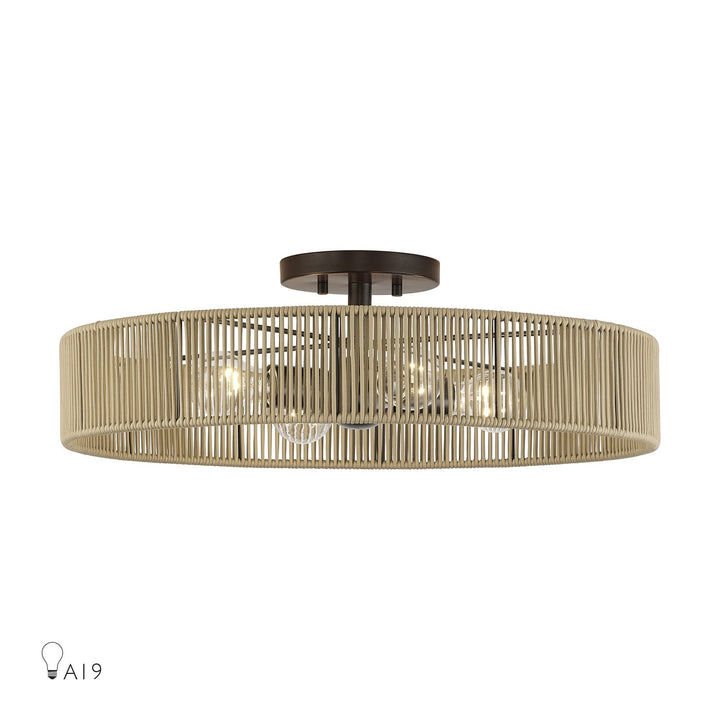 4 Light English Bronze Extra Large Semi-Flush by Livex Lighting