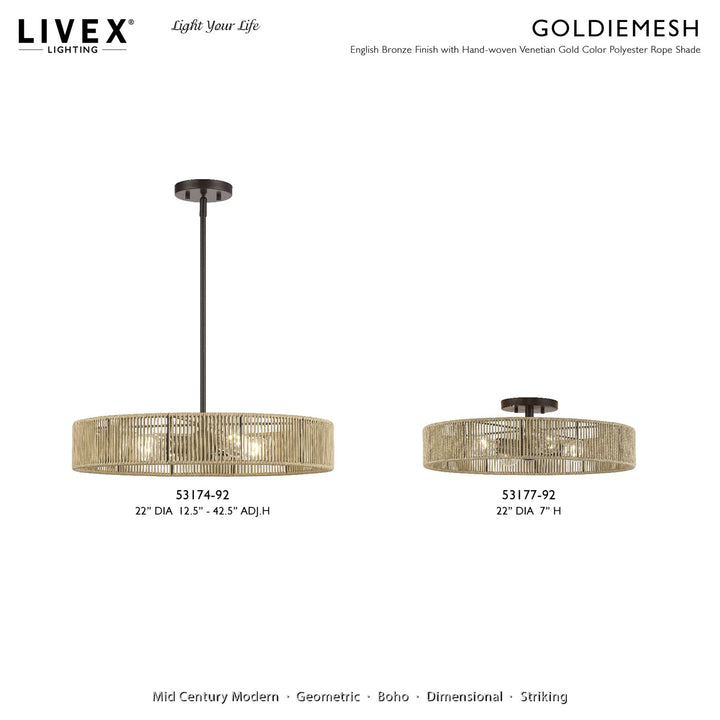 4 Light English Bronze Extra Large Semi-Flush