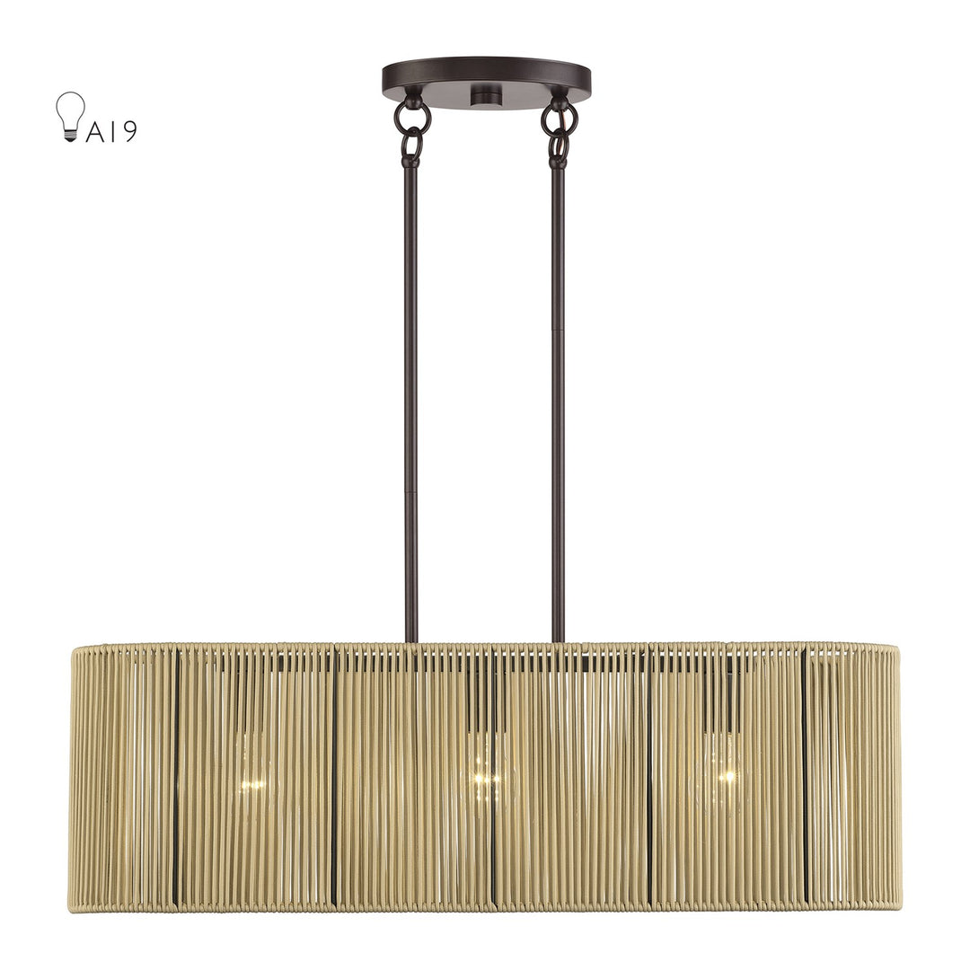 3 Light English Bronze Medium Linear Chandelier by Livex Lighting