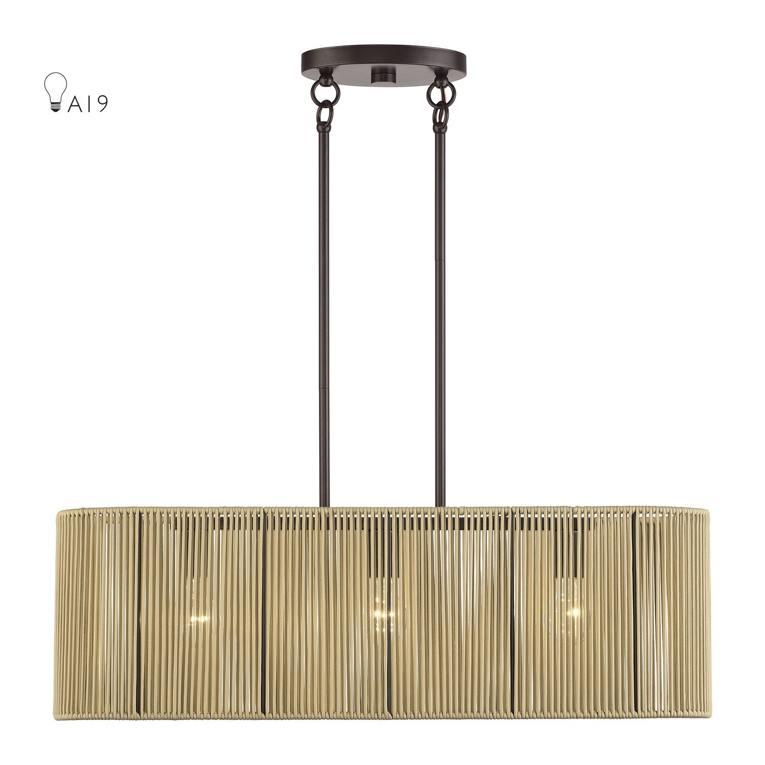 3 Light English Bronze Medium Linear Chandelier by Livex Lighting