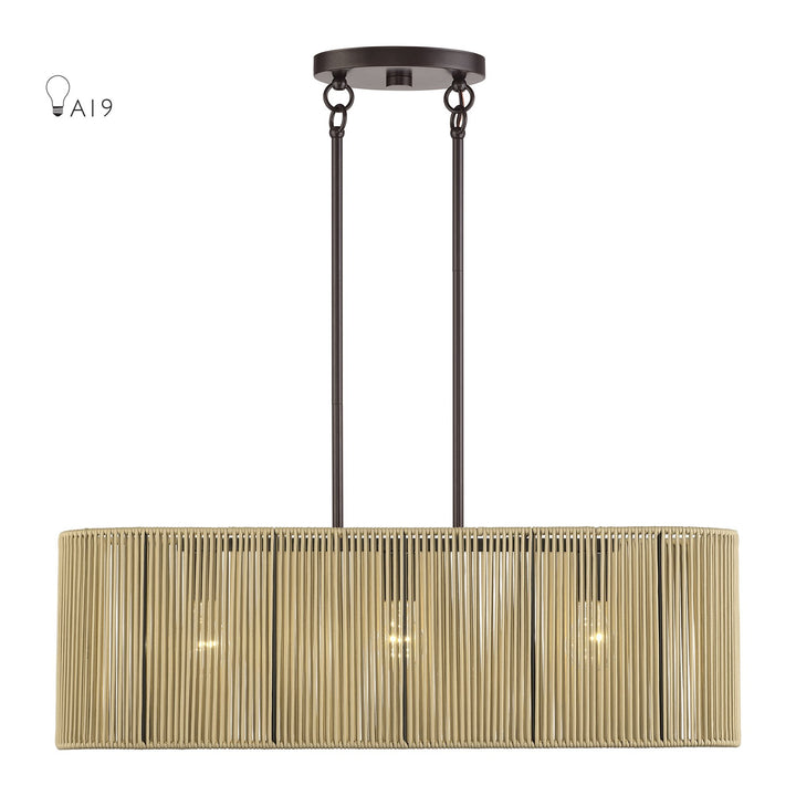 3 Light English Bronze Medium Linear Chandelier by Livex Lighting