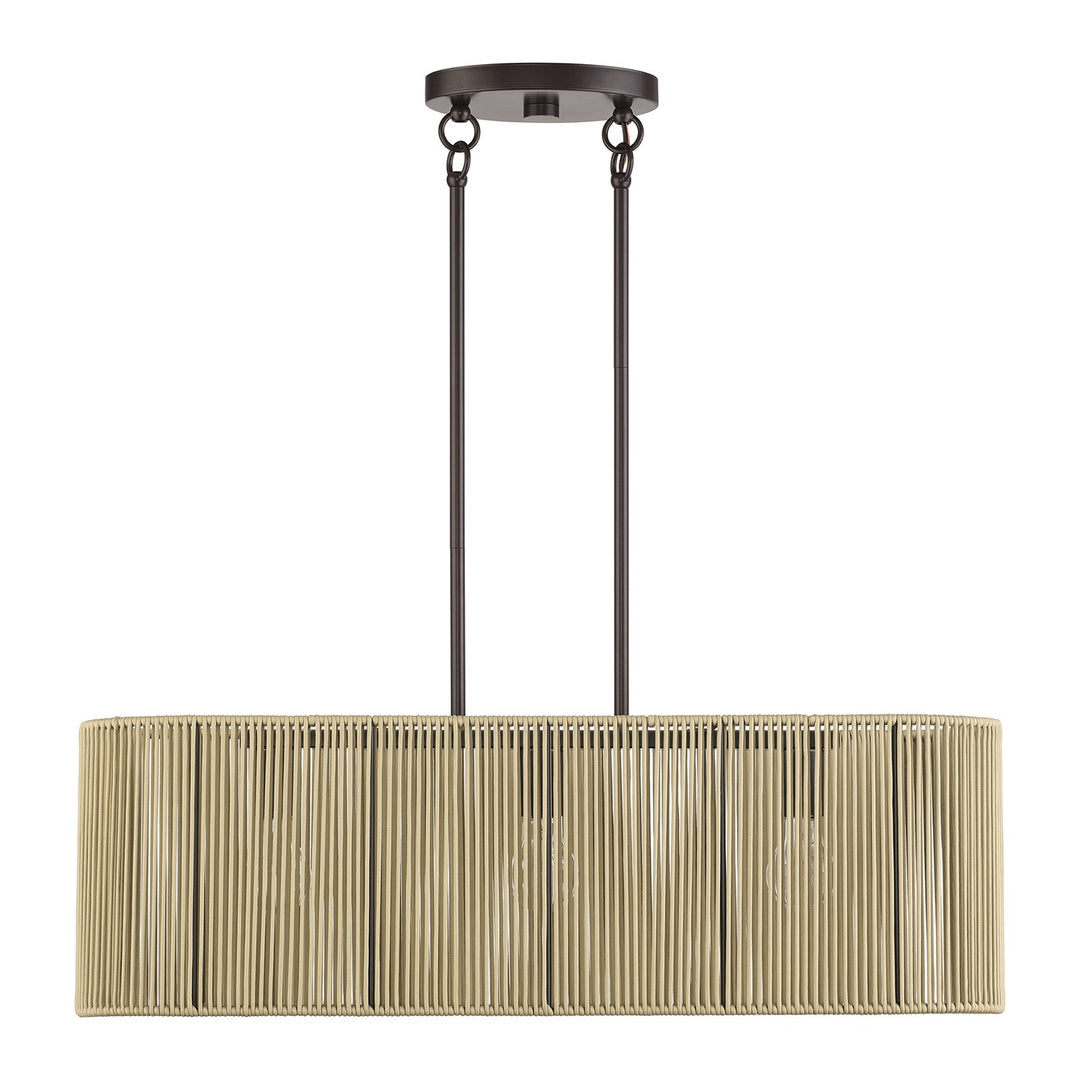 3 Light English Bronze Medium Linear Chandelier