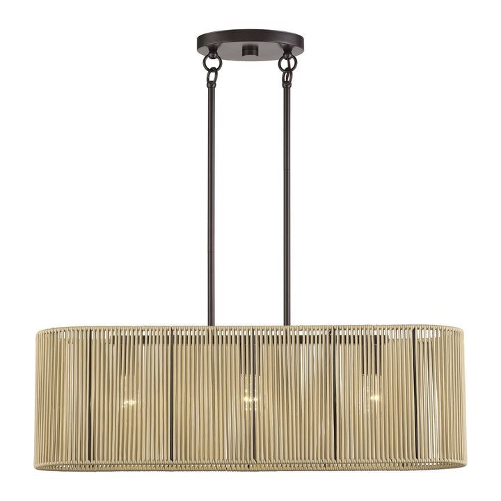 3 Light English Bronze Medium Linear Chandelier